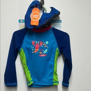 Wonder Nation Kids Swim Set - Blue and Green